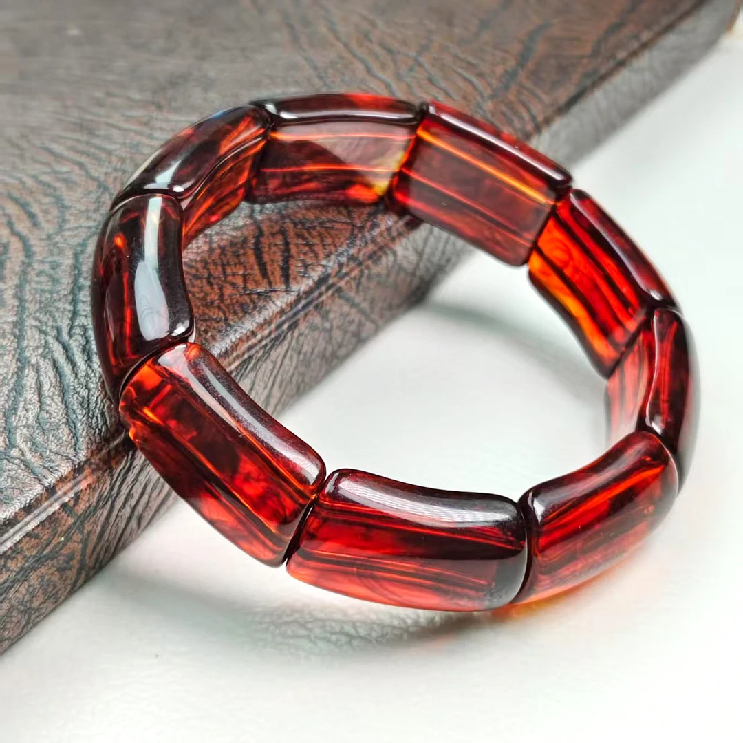 正品保障 血药珀 满血药时尚竹节手牌卡15mmDIY精美紫杉醇