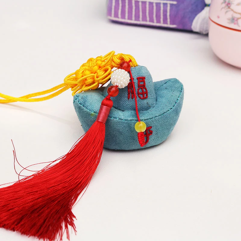 自制元宝香囊材料包端午香囊织锦香包diy布艺手工车挂包饰