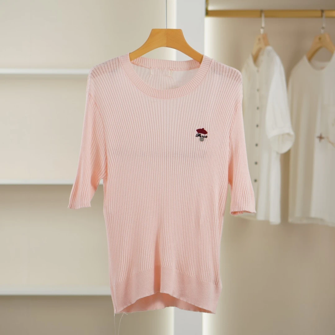 麦迪尚品【品牌单】50417103夏绵羊毛宽松休闲日常通勤短袖针织衫