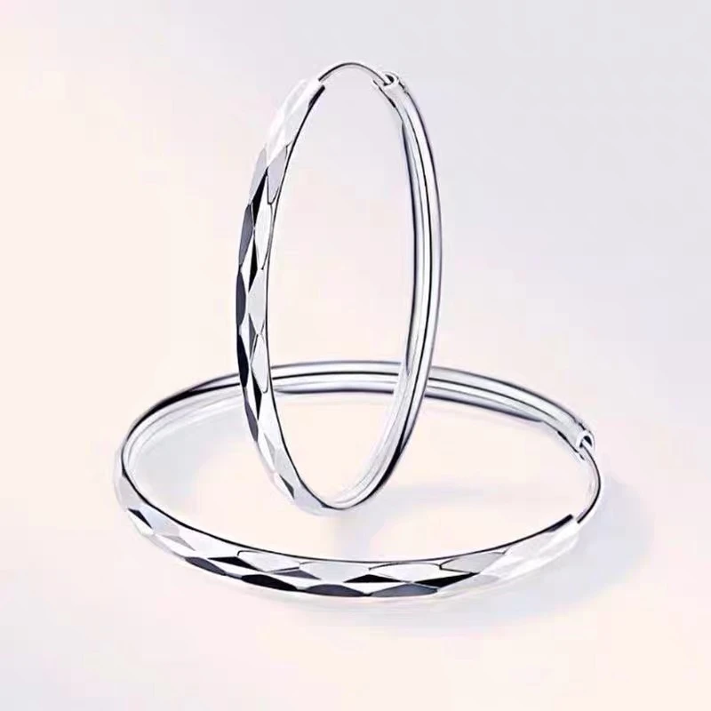 足银耳饰 福遇足银 FUYU  51 光面菱形耳圈