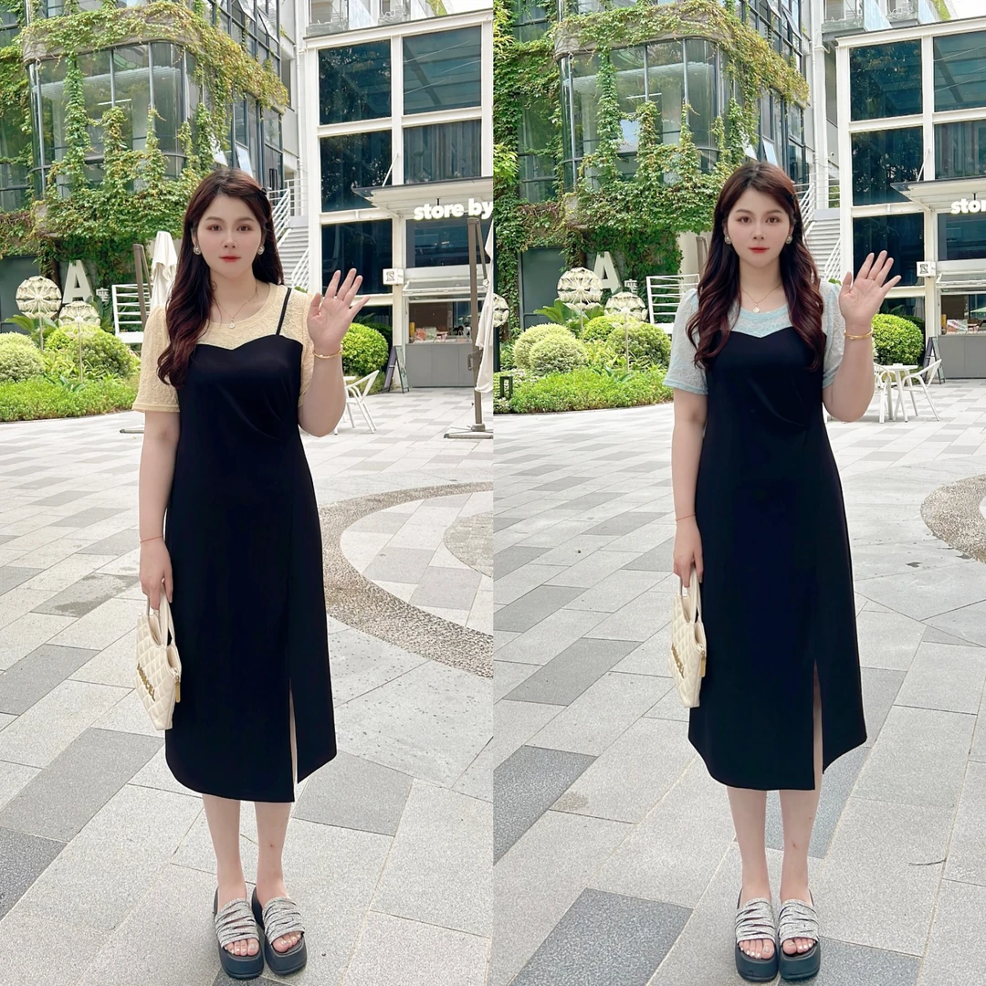 【玲胖胖 野蛮蔷薇】新款宽松时尚百搭显瘦大码连衣裙LPP61745