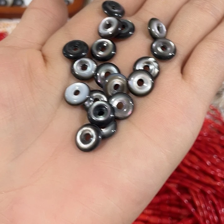 玛瑙/玉髓合金珠宝半成品2个10mm黑蝶贝平安扣