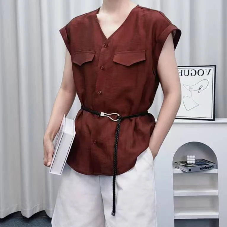 无印心匠A651 收腰气质衬衫系带连体V领常规上衣夏季K1754