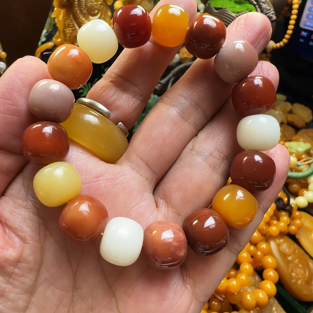 石英质玉（缅黄）未镶嵌手串卡12多宝手串