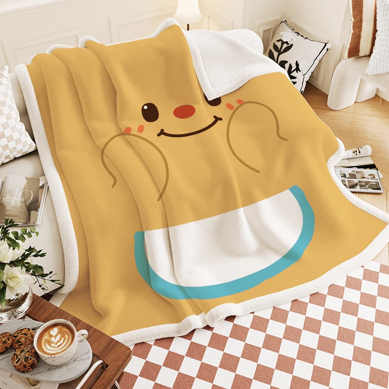 卡通可爱黄油小熊水晶绒双层加厚毛毯沙发办公室四季款北极绒盖毯