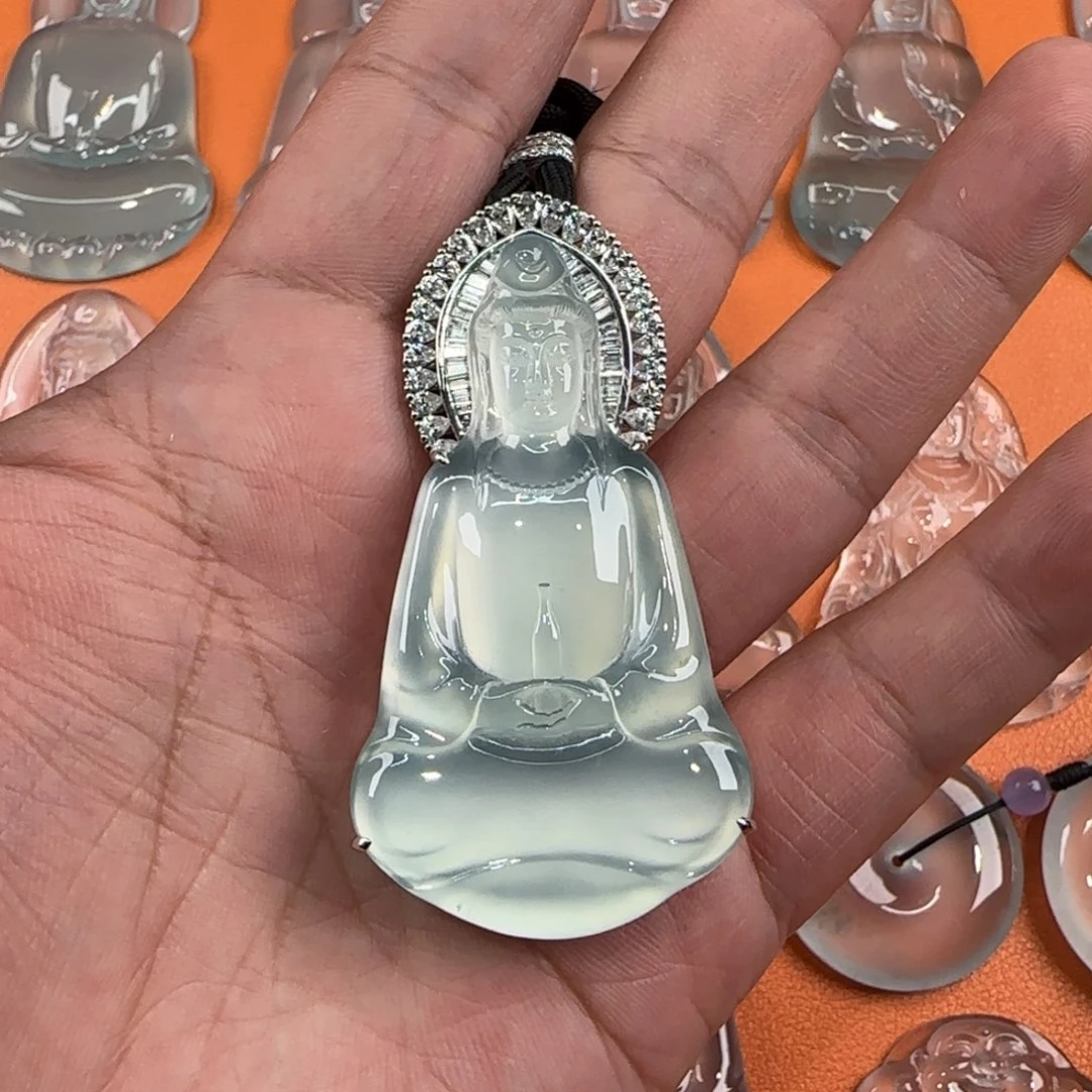 定制翡翠18K金镶嵌天然