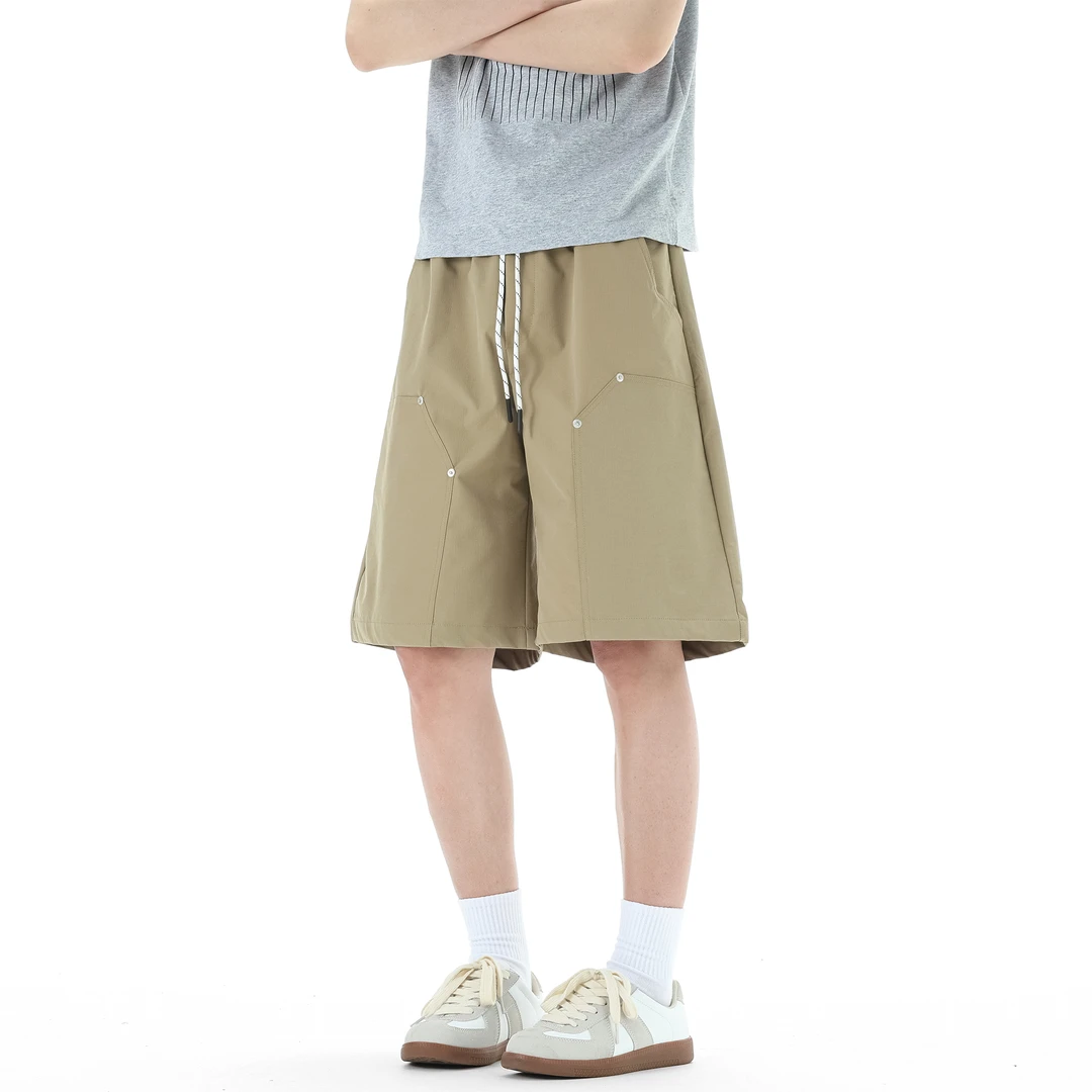 HN潮牌-夏季休闲直筒短裤时尚百搭男士宽松简约薄款潮流显瘦裤子