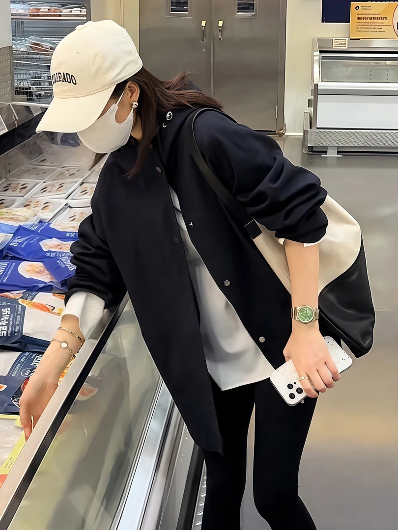 韩系时尚连帽风衣外套女2025秋季新款宽松百搭显瘦中长款休闲上衣