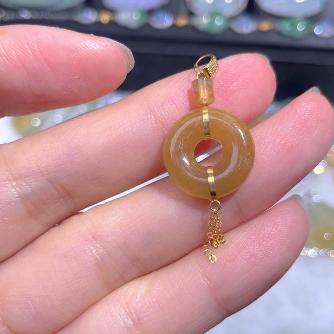 颈饰18K金镶嵌翡翠翡翠