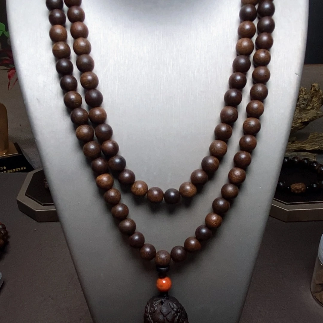 沉香手串越南富森红土糖结玉化0.8+芽庄白棋沉香木雕配饰