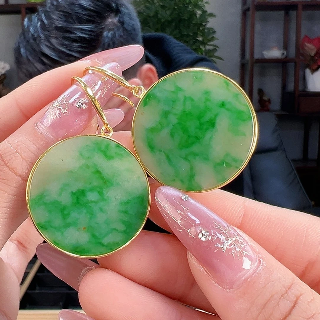 翡翠耳饰银S925镶嵌耳环78