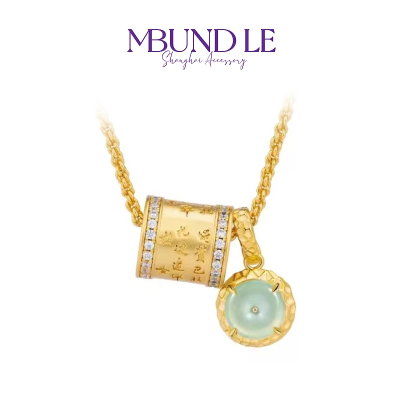 摩邦珠宝翡翠吊坠 金色转经项链女款时尚官方专属