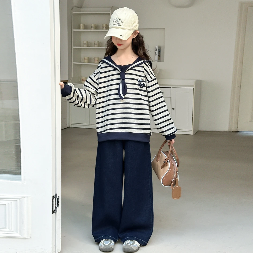 简约潮牌店铺儿童服装2025年新款衣服女童装秋装套装6-12岁高级感