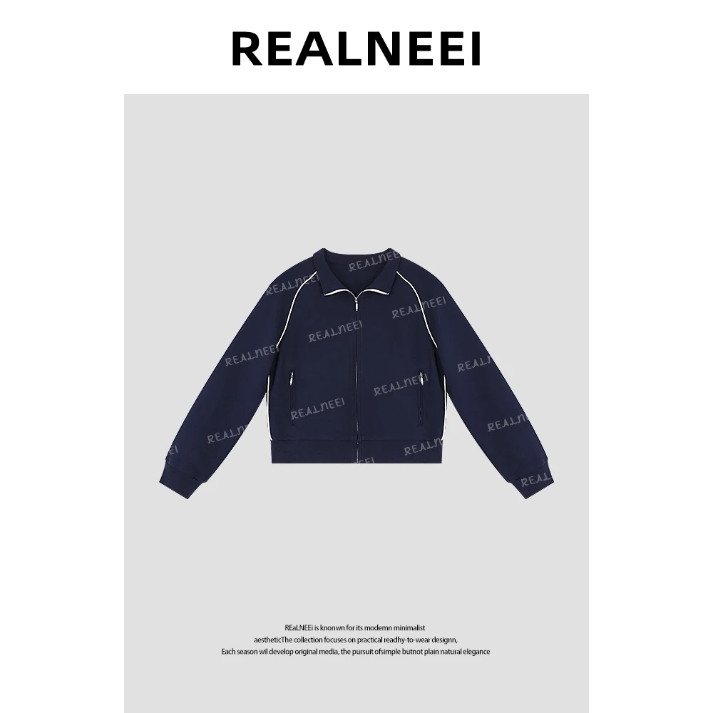 REALNEEI百搭宽松开衫遮肉随性主义穿搭运动外套RLMMA4WY08088