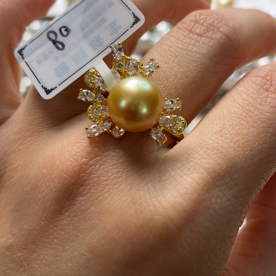 海水珍珠戒圈银S925镶嵌