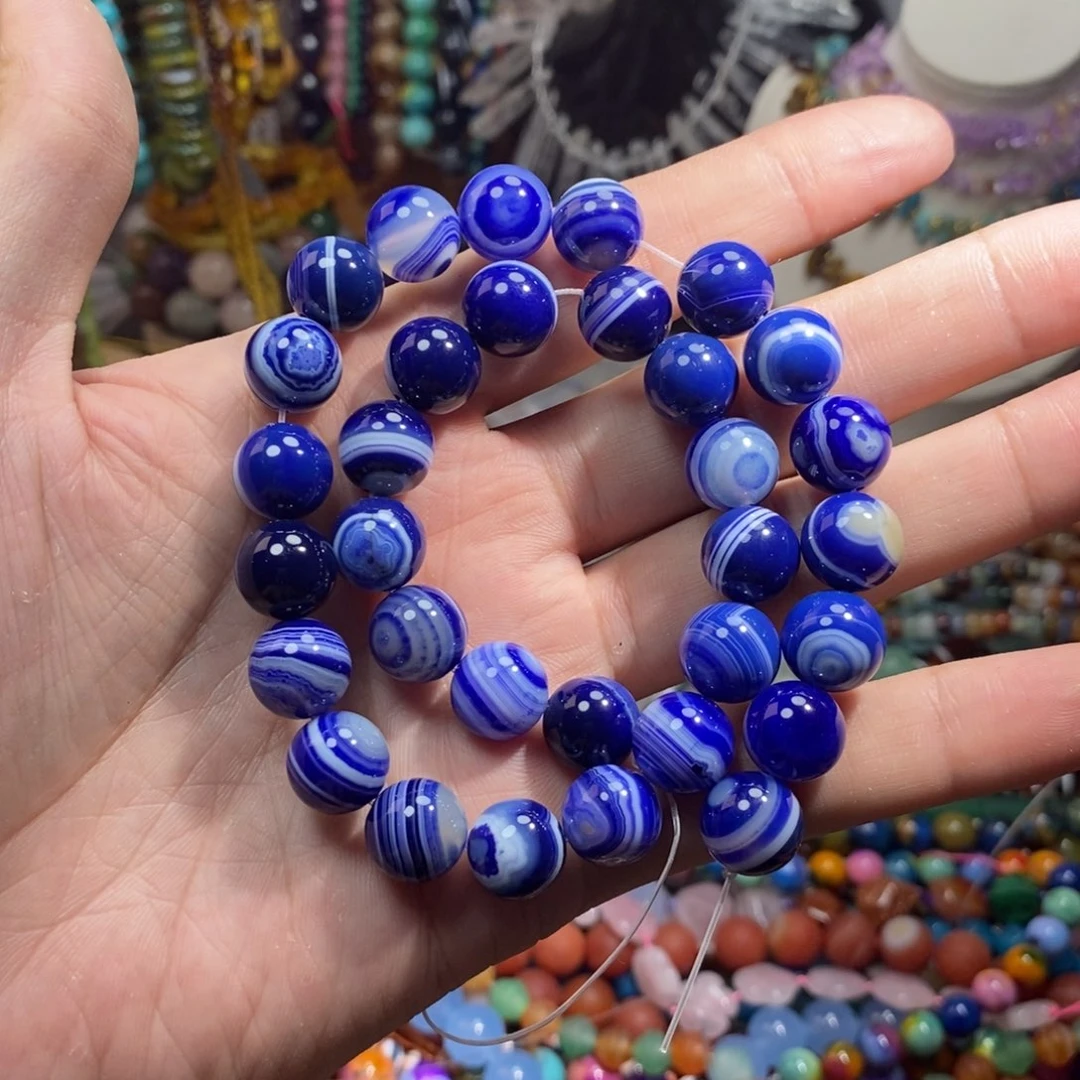 未镶嵌，带眼缠丝玛瑙12mm，石英质玉