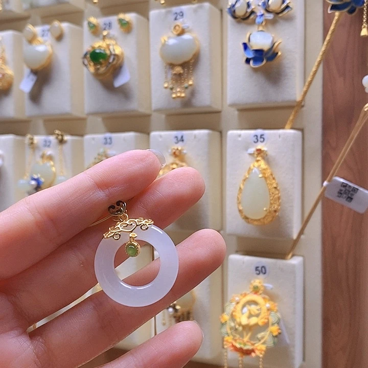 和田玉颈饰银S925镶嵌