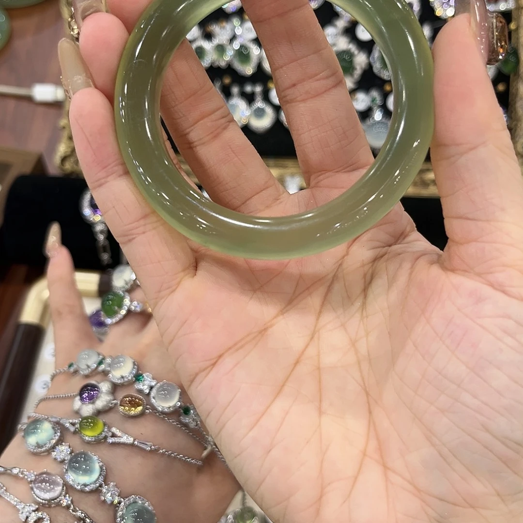 泗***忆蛇纹石玉银S925镶嵌颈饰