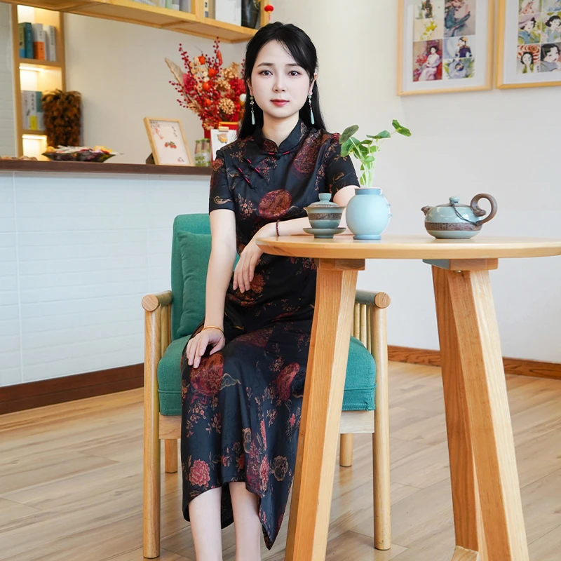 如意风夏季新款复古中国风改良旗袍高端大气修身显瘦旗袍女25R692