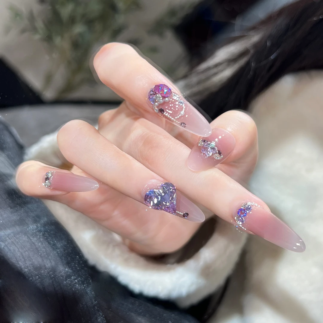 本宫指义【P4/施华+锆石】穿戴甲纯手工  底色：094腮红