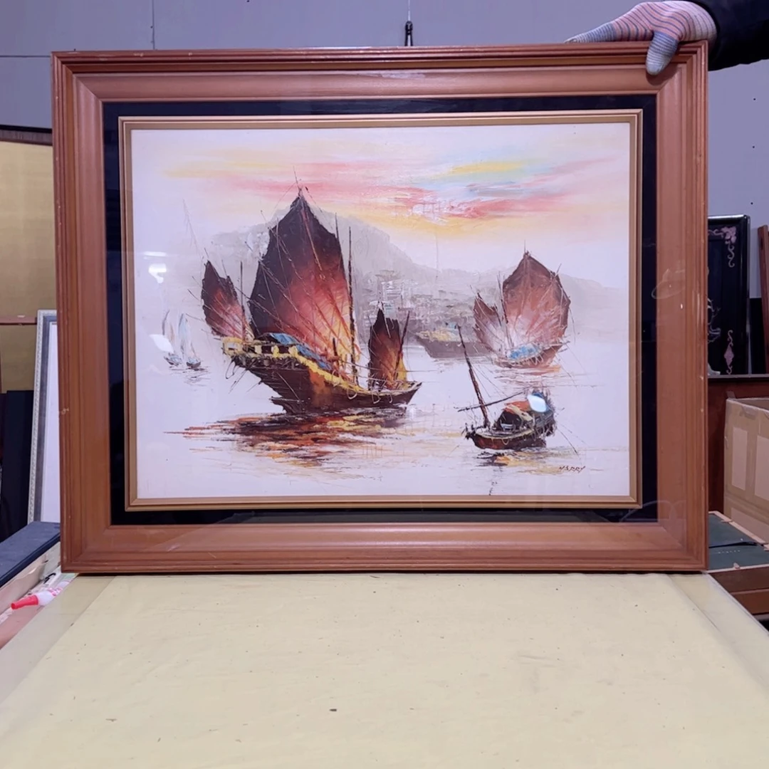 绘画菠*屏风框画茶空间设计