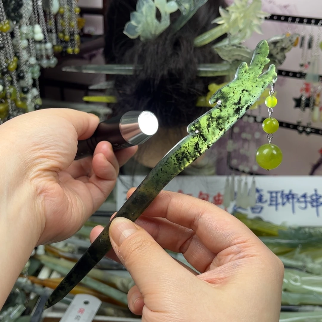 岫玉未镶嵌发饰长度20.5厘米左右