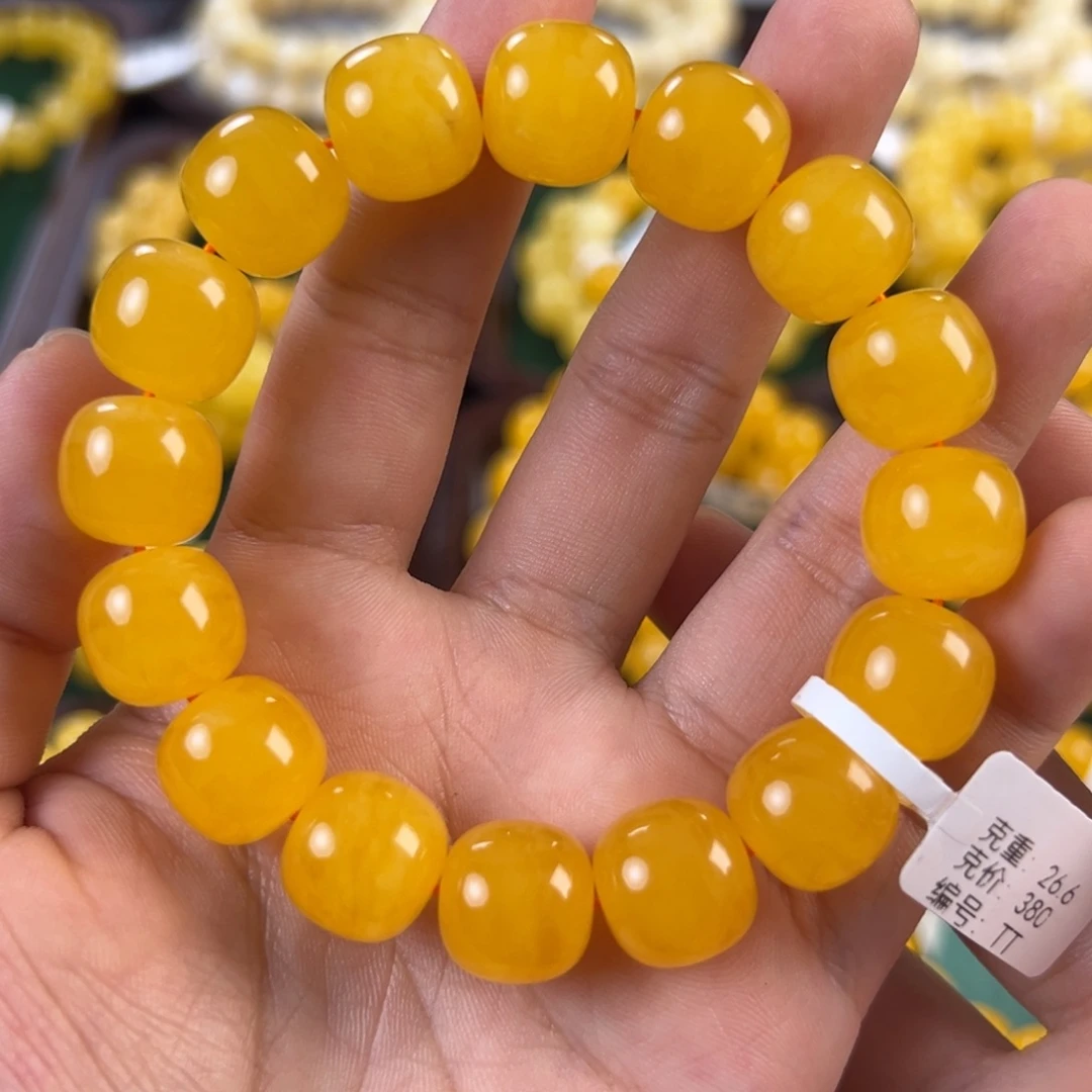 琥珀未镶嵌手链26.6g焦皮同料老型14mm tt