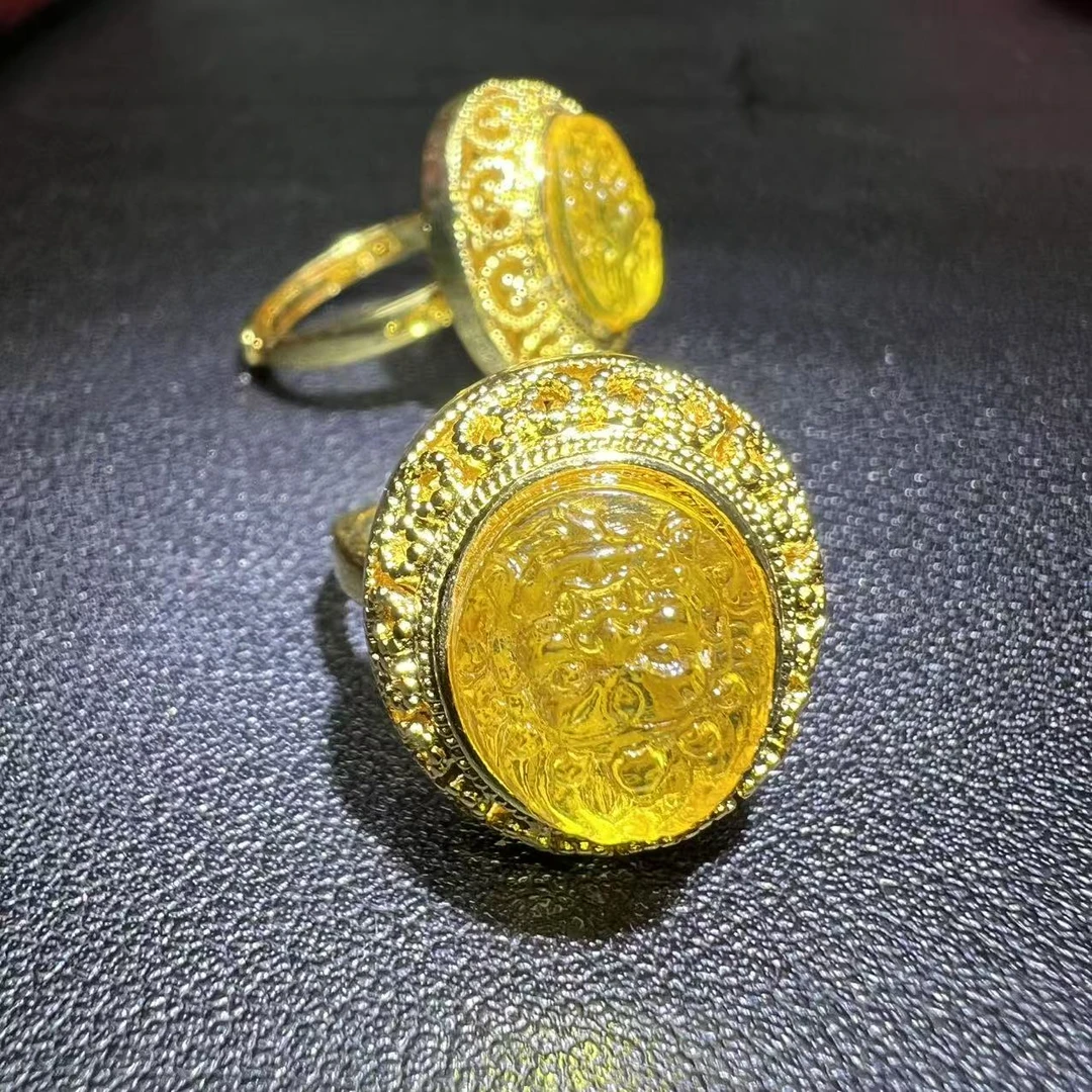 MT2242-琥珀金珀大黑天戒指-活口-多样性发一件-WR