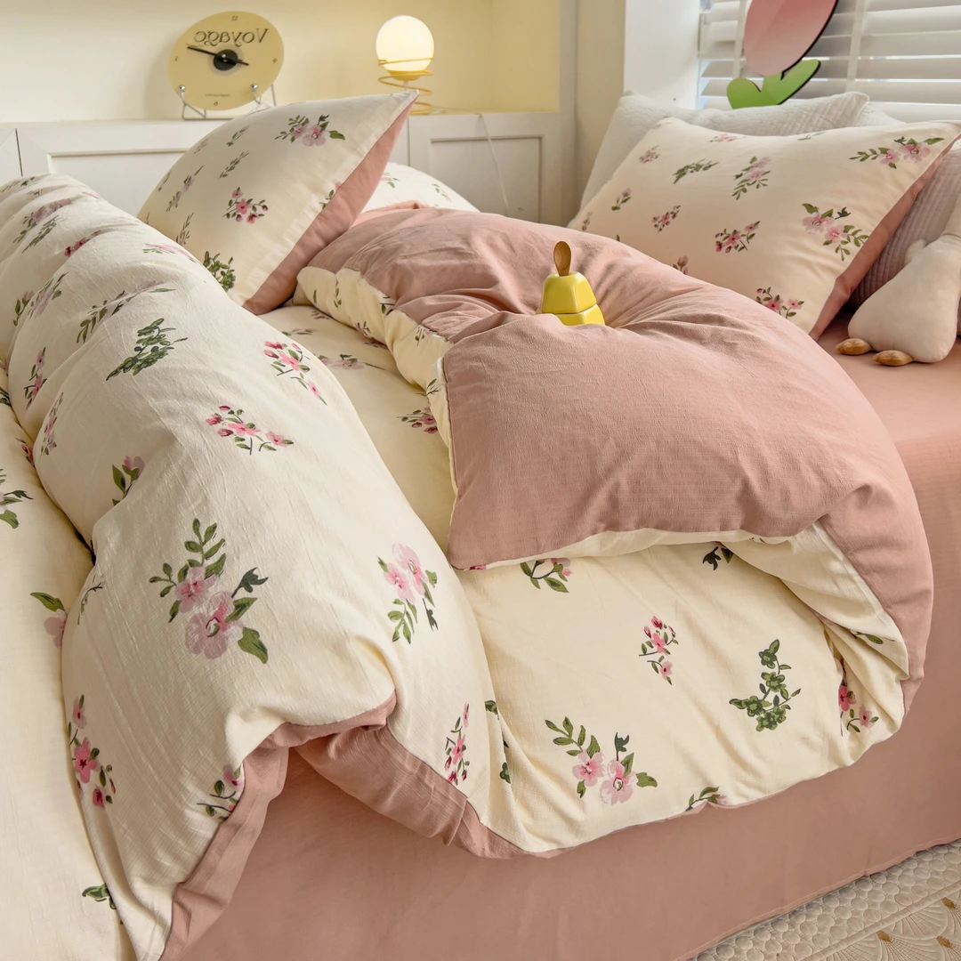 四件套【清欢】有氧提花双层纱母婴级A类韩版碎花柔软透气床单