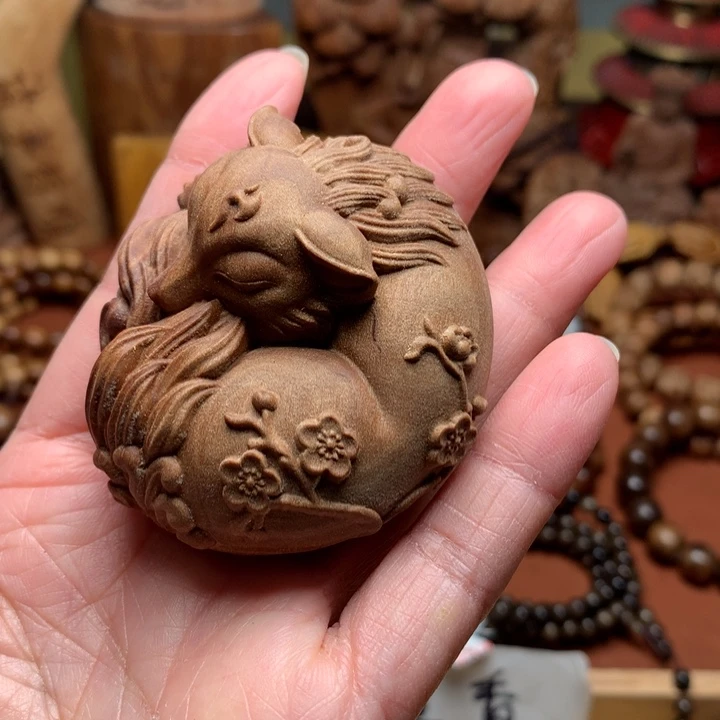 檀香木把件老山檀凤九奶香