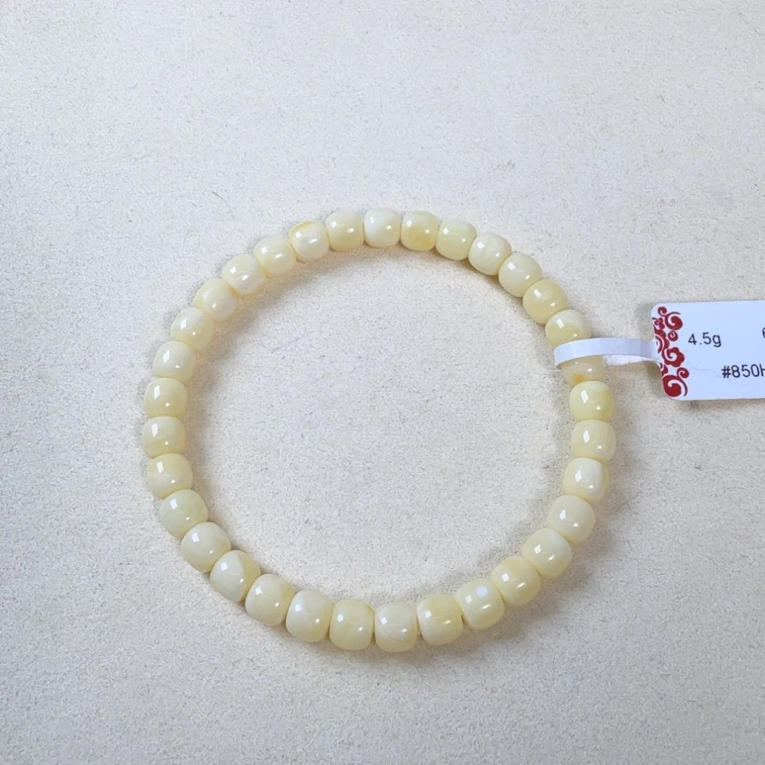 未镶嵌蜜蜡手链6+俄料奶白浓蜡精工老型手串