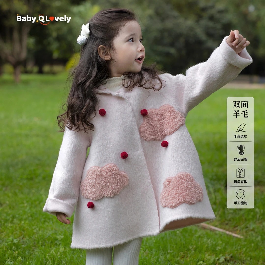72羊毛10苏丽羊驼毛云朵大衣原创童趣甜美可爱儿童手工双面羊毛