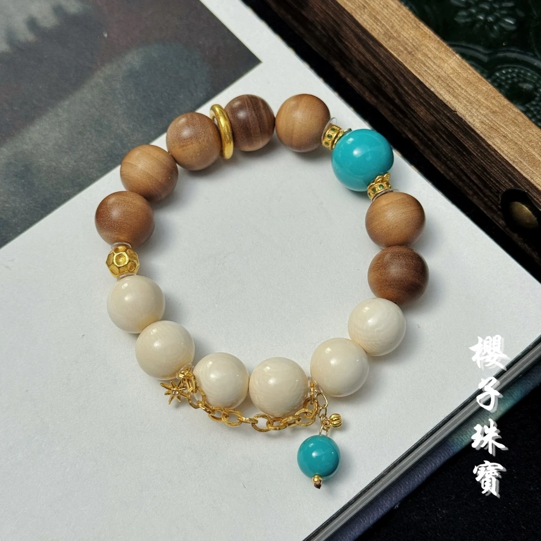 樱子 | 山间雪 18K12m猛犸圆珠老山檀松松百搭时尚手串*YZMS2560