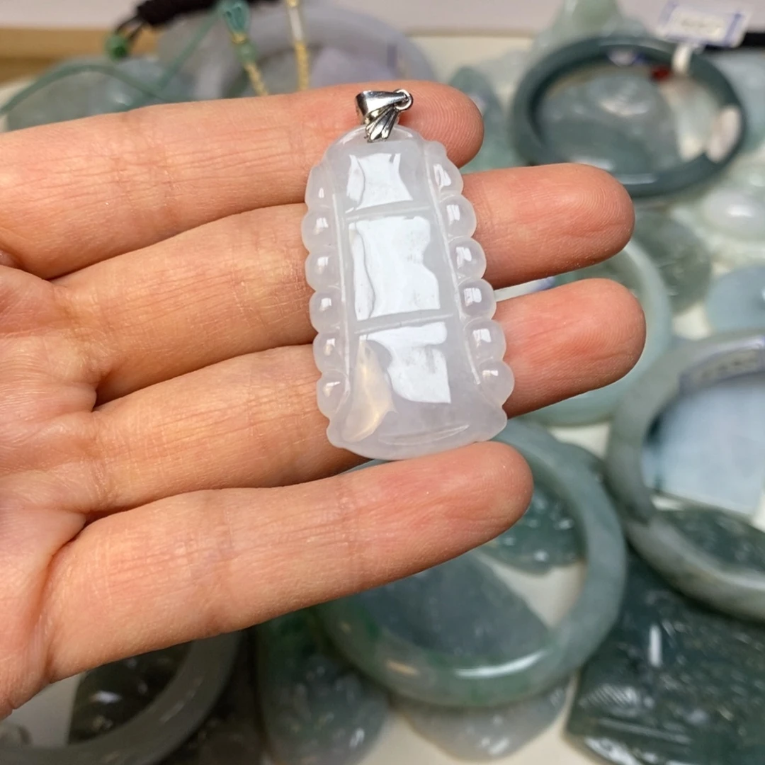 翡翠颈饰银S925镶嵌竹节
