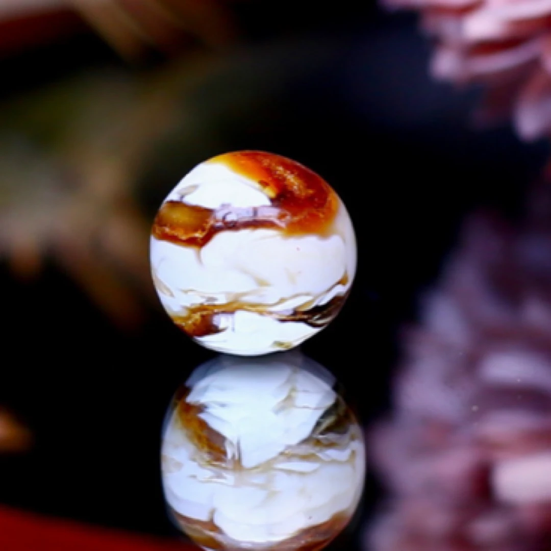 9.6mm红彩钙化圆珠 方方面面都是特别佳，多样式发其一