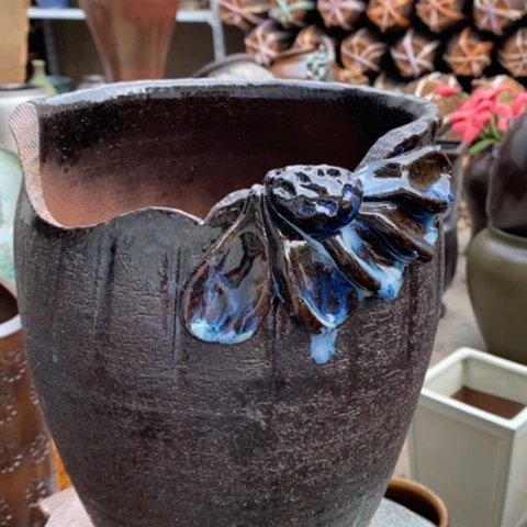 【闪购商品】紫砂花盆高约27口20手工