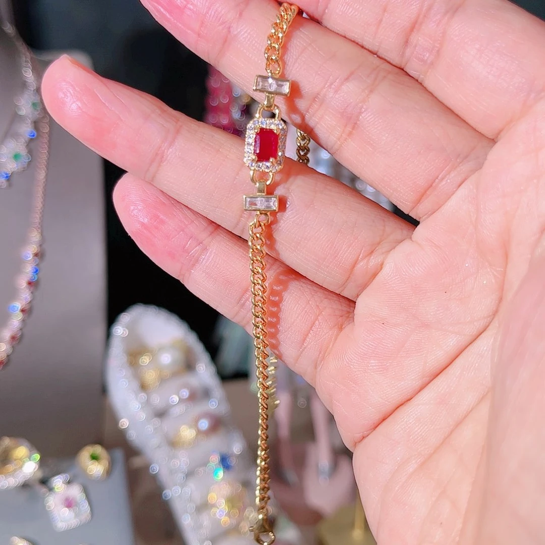 红宝石手链银S925镶嵌