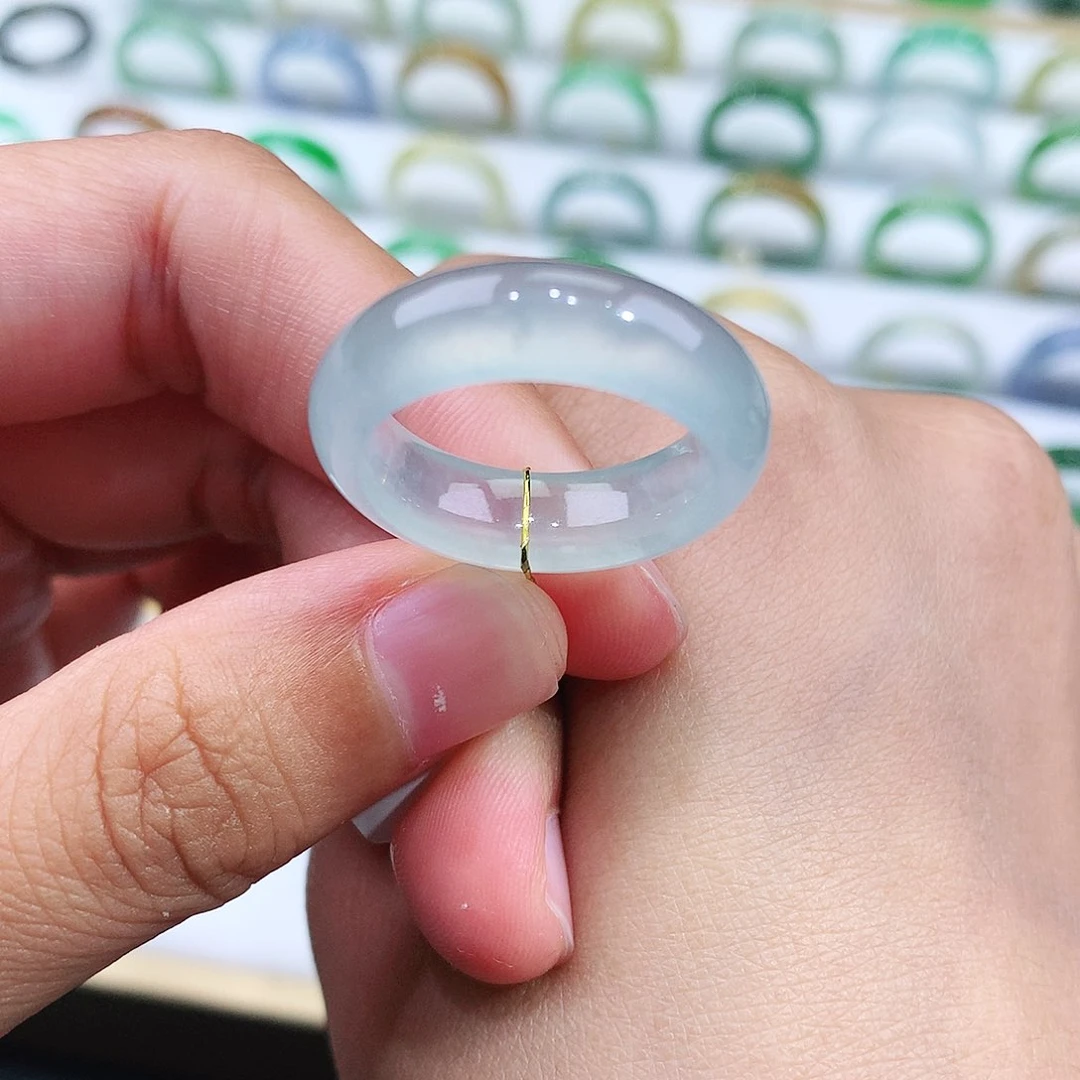 翡翠戒指未镶嵌16号冰润白月光