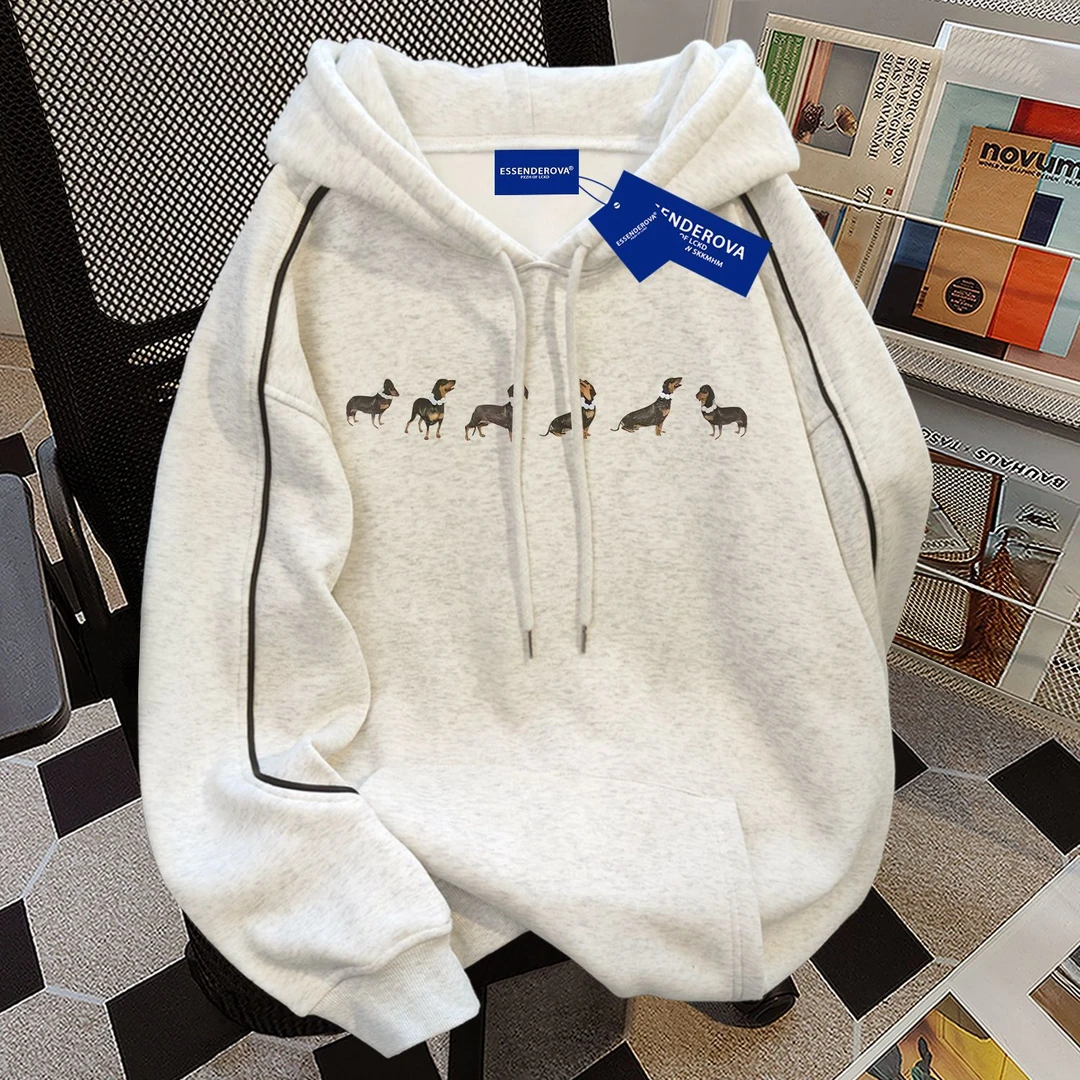 美式个性拉条连帽卫衣美式潮牌风秋冬季宽松显瘦男女加绒加厚上衣