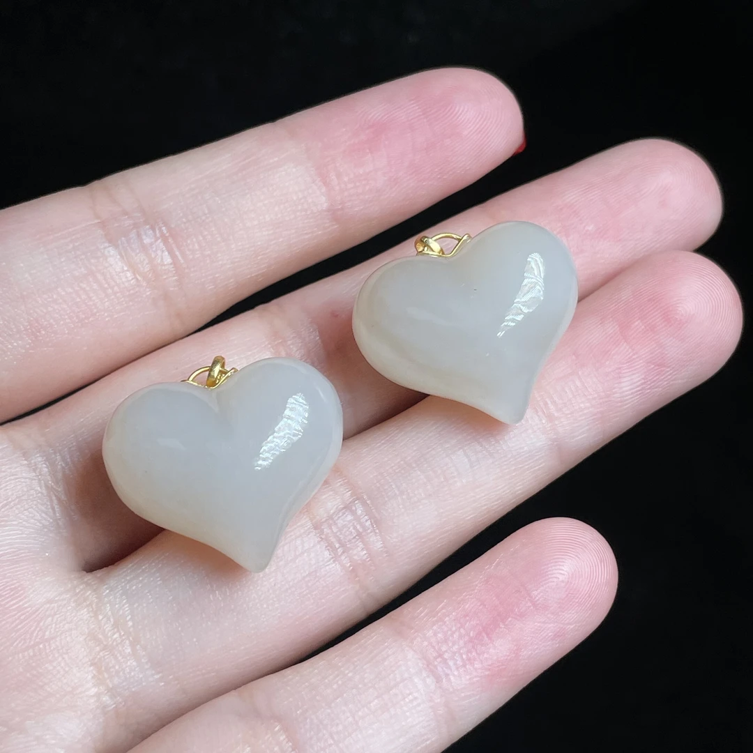 【玉总珠宝】18k金和田玉藕粉吊坠约17*20*12mm多样性发一CAN061063