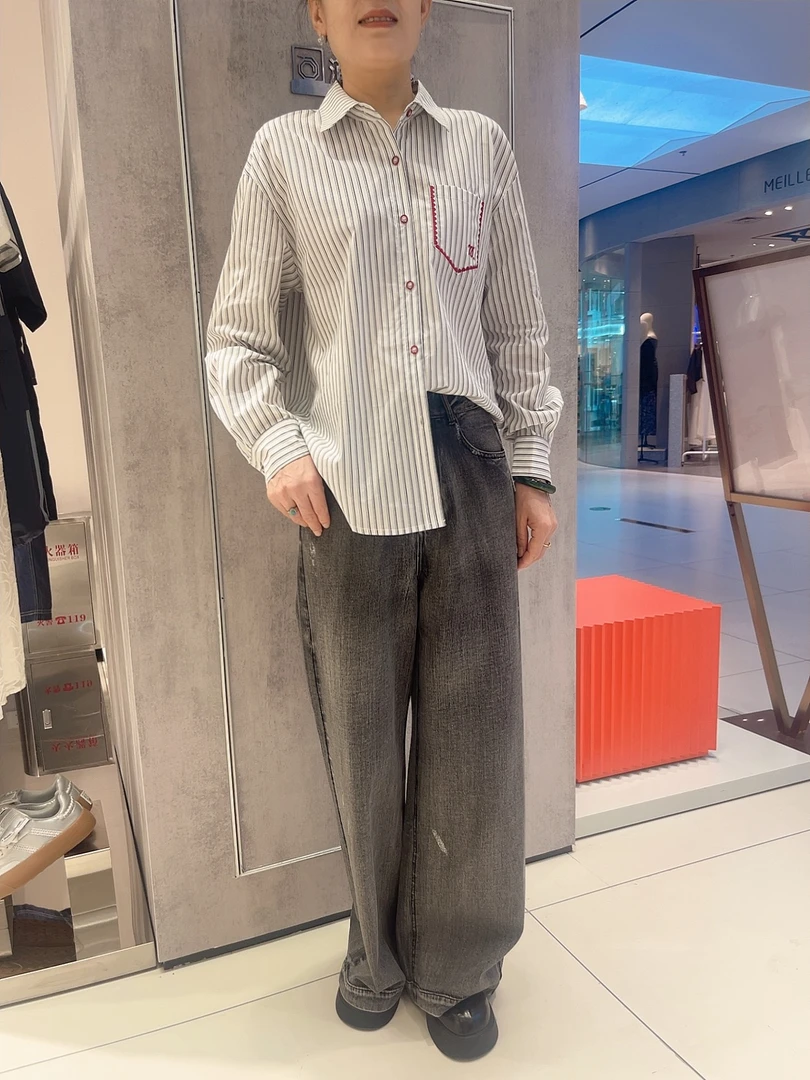 章那汀/58858早秋休闲阔版条纹衬衫
