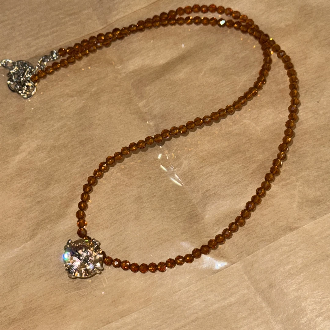 铜合金仿水晶项链 HRY0-铜合金十字架个性轻奢项链HRY0-1458