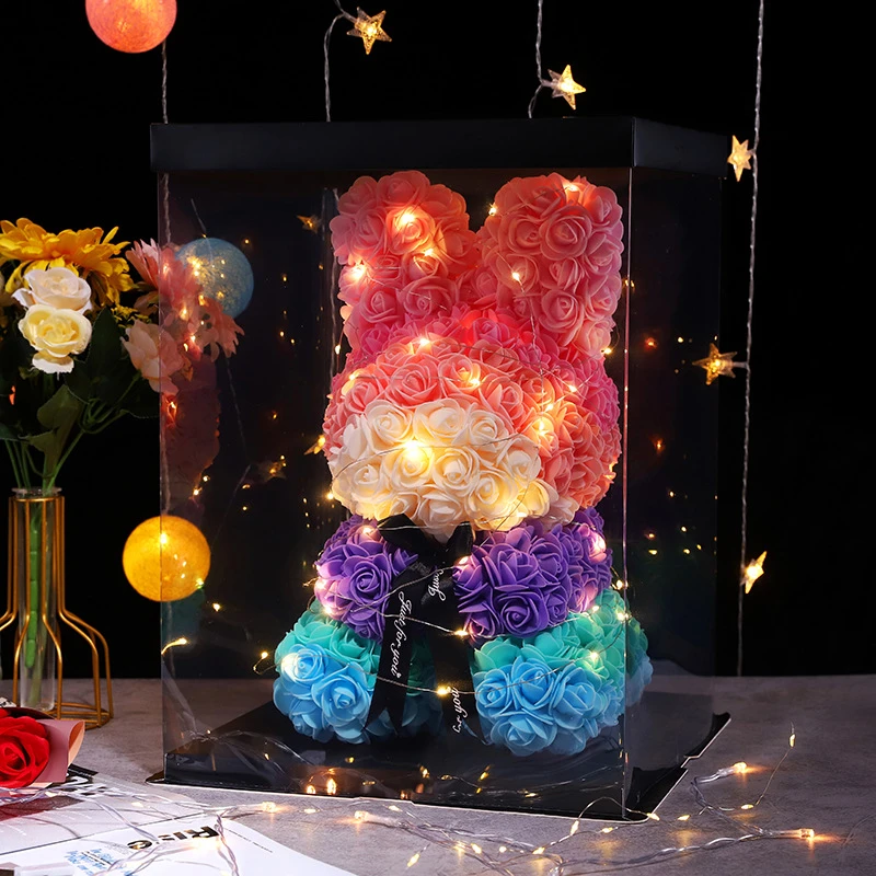 【告白兔】520情人节生日礼物送女生闺蜜情人节仿真花玫瑰兔子求婚