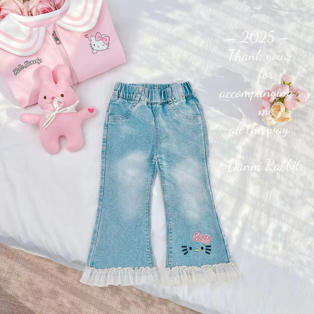 【Dannirabbit】*春款可爱百搭猫咪大头刺绣牛仔裤* D-A155