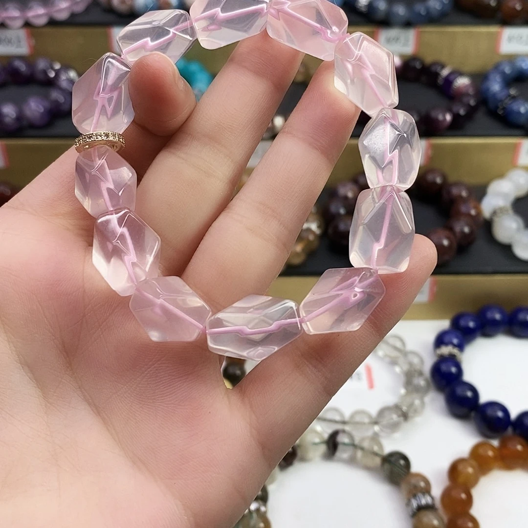 水晶未镶嵌手链粉