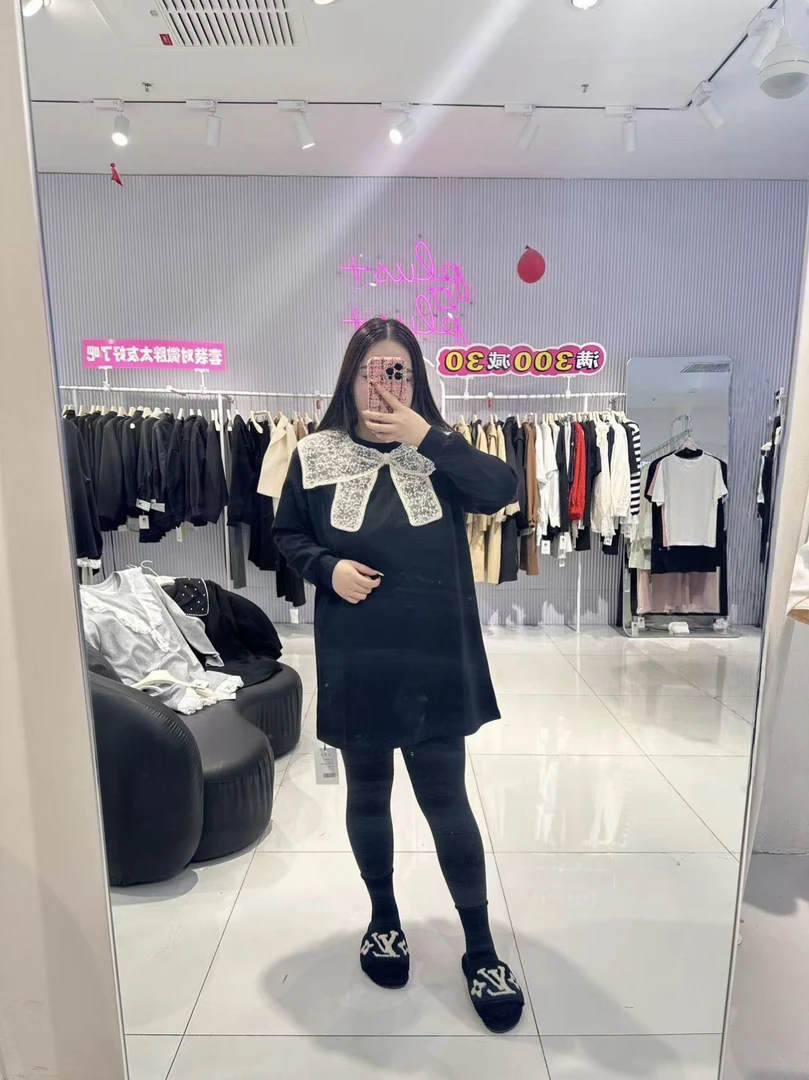 蝴蝶结大版卫衣裙5168