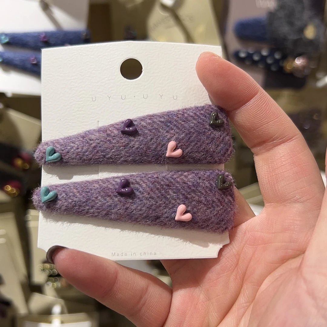 布艺非金属紫色爱心拜拜夹