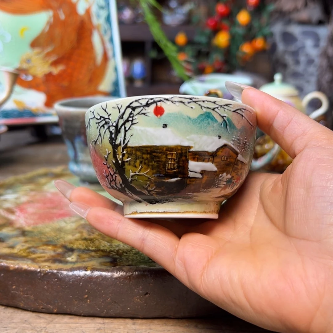 丽***府瓷片换货，到货退一只雪景杯