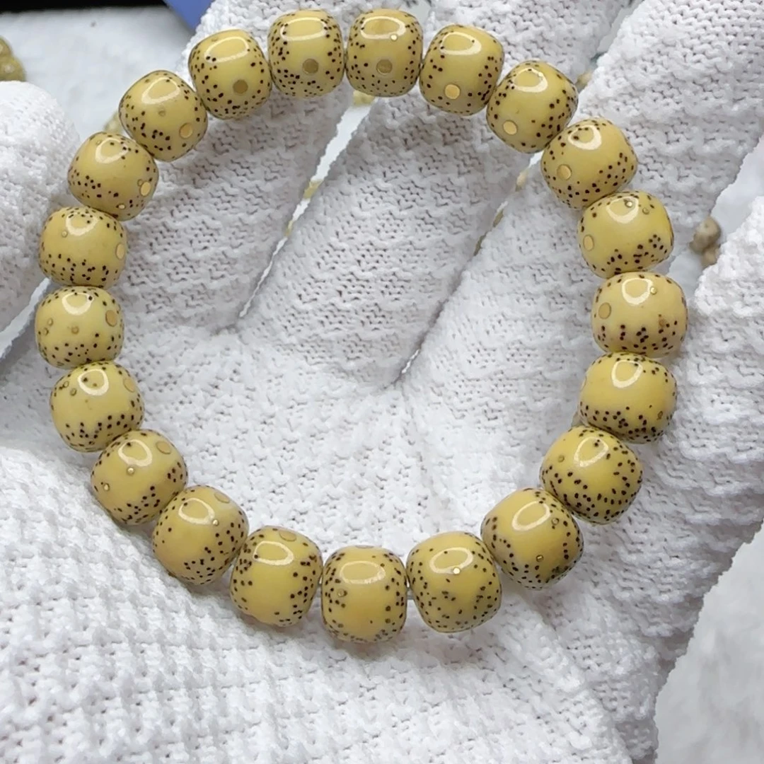 星月菩提手串原白 11×10   一线留白通体  满月钉