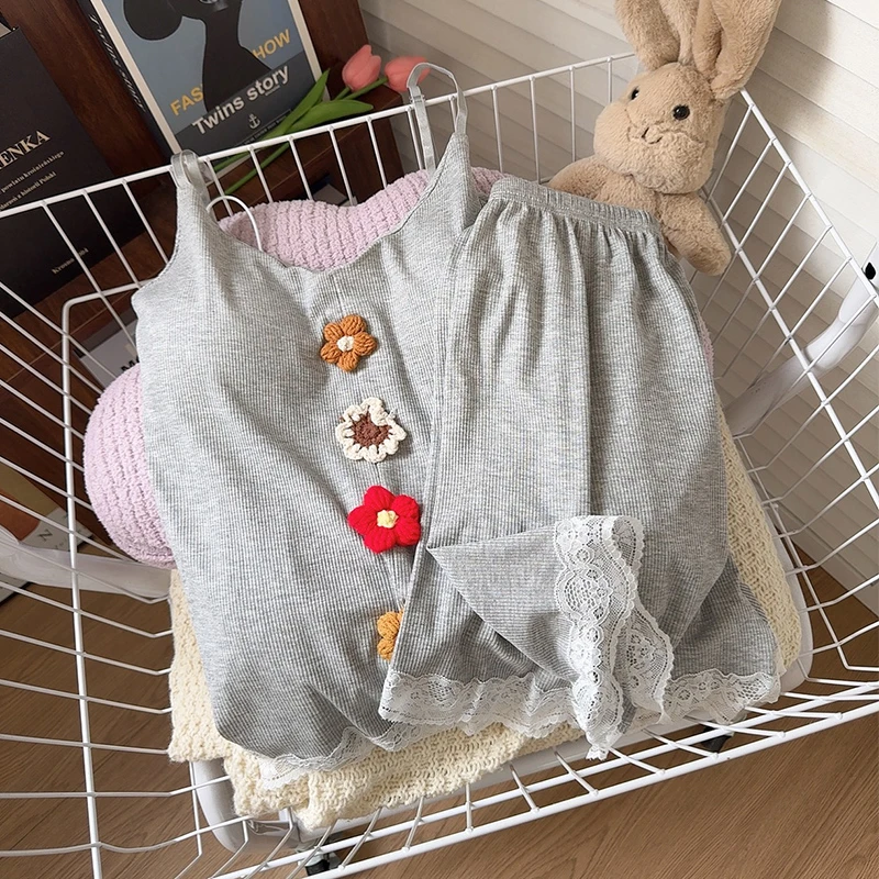 带胸垫睡衣女夏季莫代尔网红风性感甜美吊带短裤夏天家居服两件套